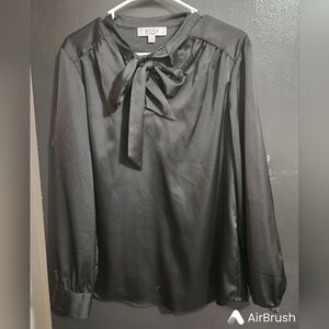 Black Bowtie Blouse by Kasper.  Size Large. NWOT. Great Condition.